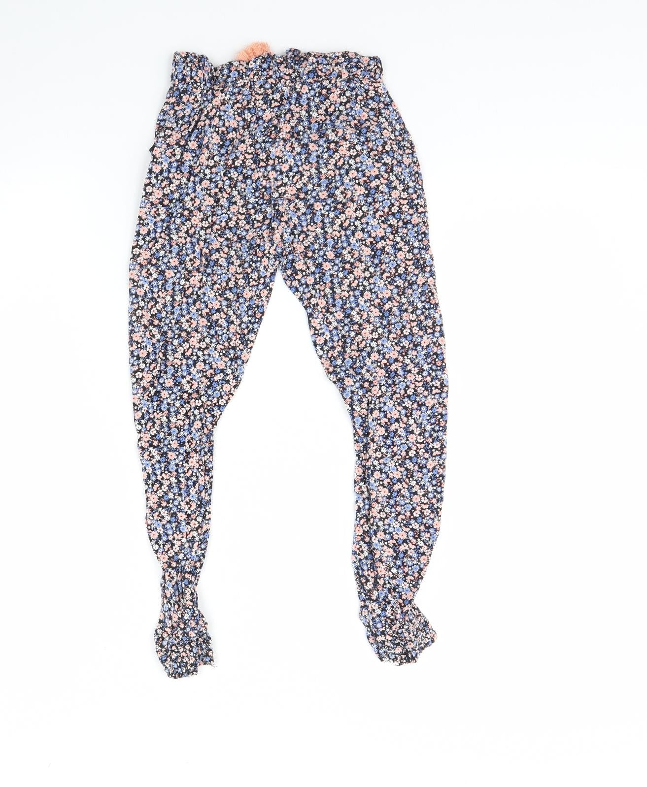Primark Girls Black Floral  Capri Trousers Size 8 Years