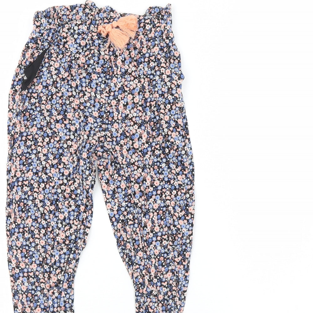 Primark Girls Black Floral  Capri Trousers Size 8 Years