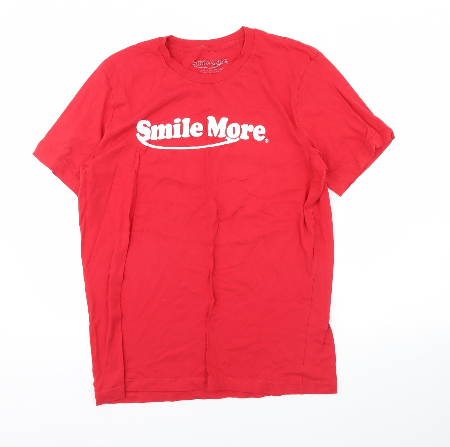 Smile more  Mens Red    T-Shirt Size L