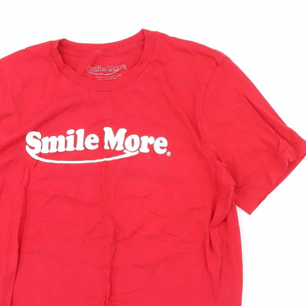 Smile more  Mens Red    T-Shirt Size L