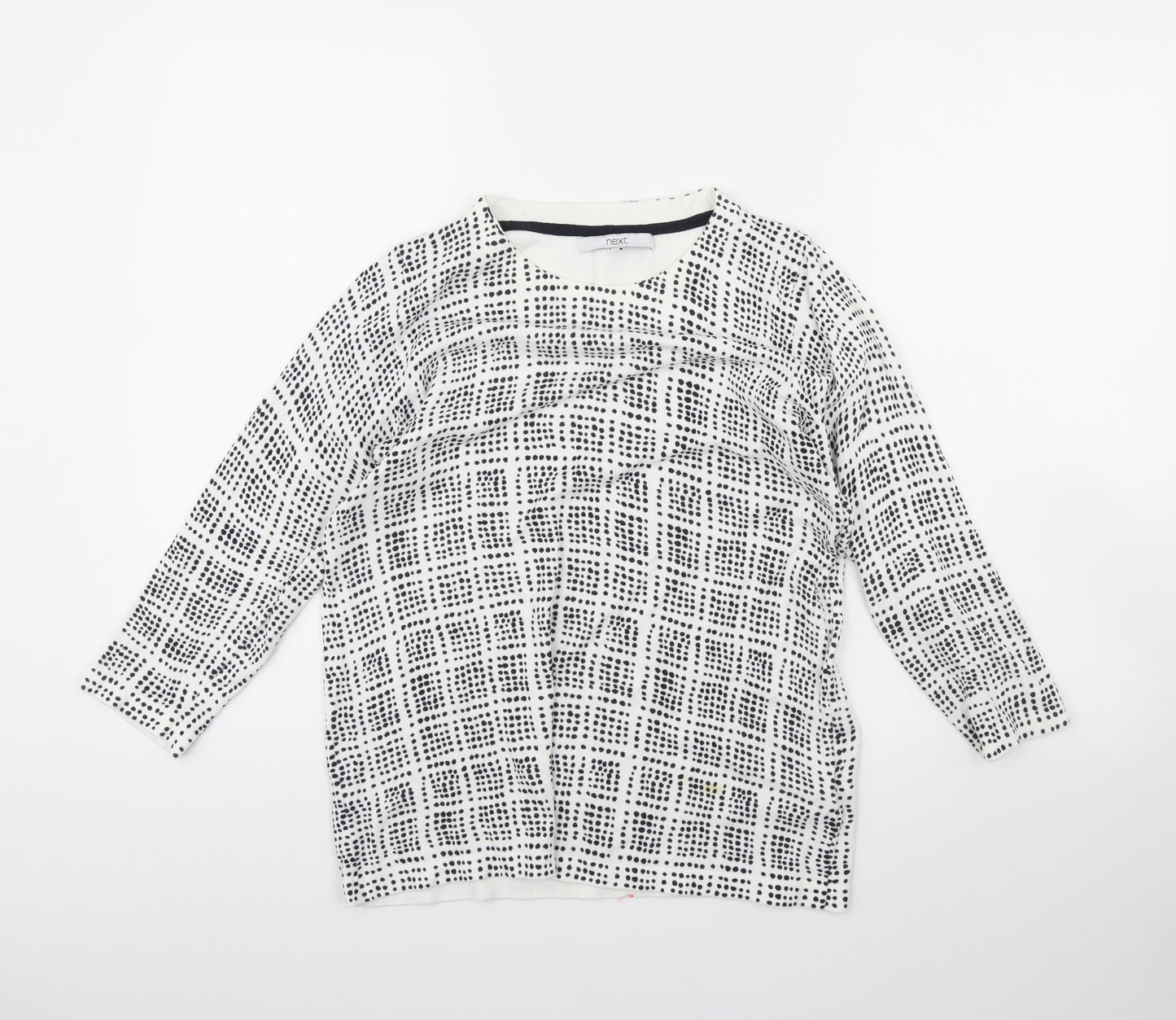 NEXT Womens White Geometric  Pullover Jumper Size 12