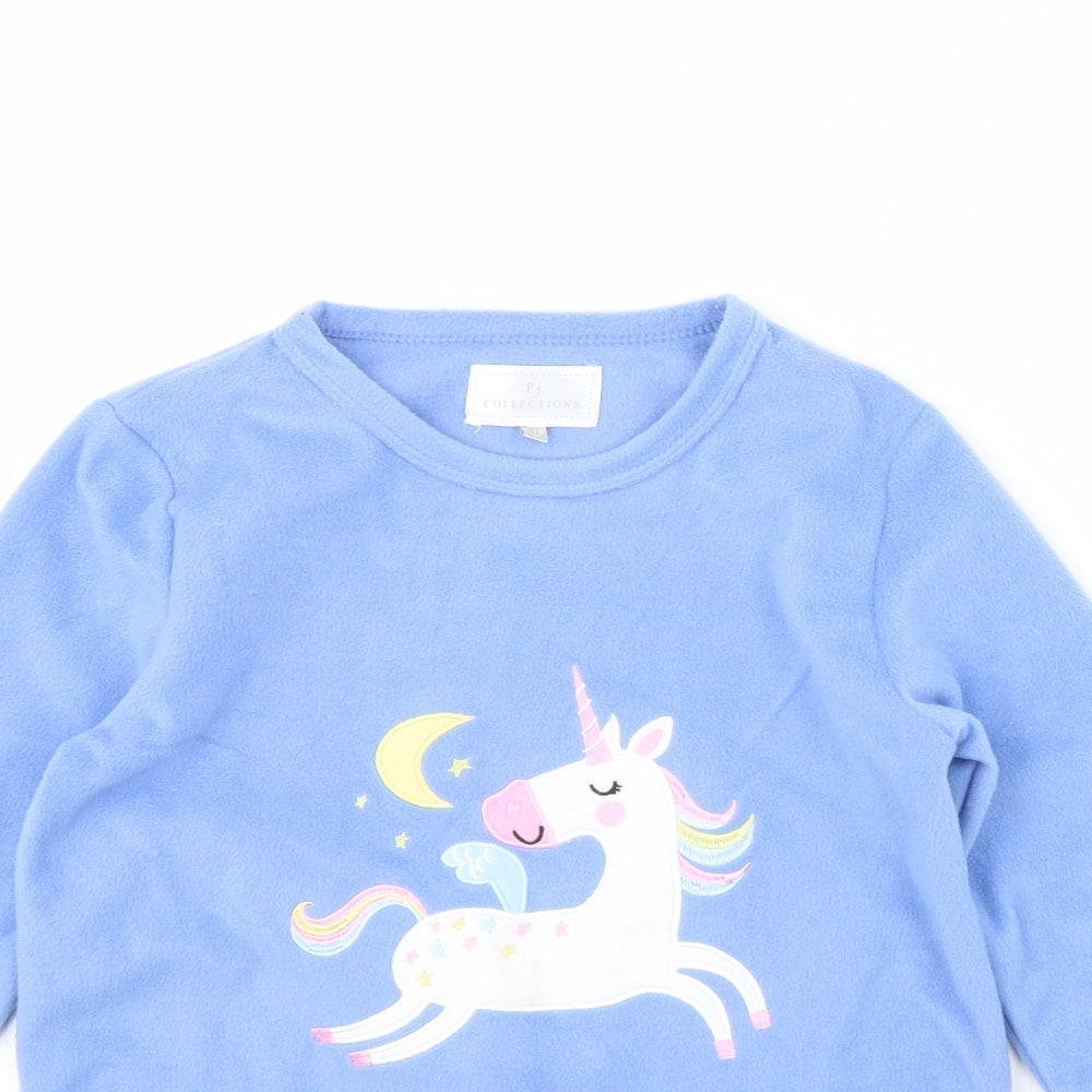 PJ Collections Girls Blue Solid Fleece Cami Pyjama Top Size 9 Years  - Unicorn