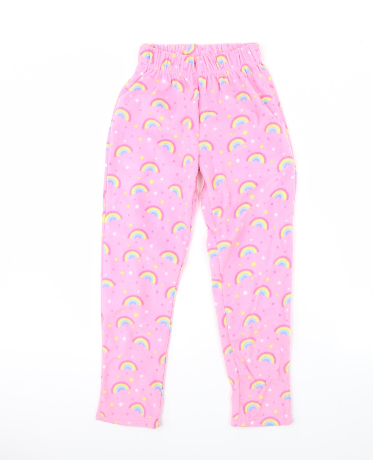 PJ Collections Girls Pink Solid Fleece Cami Pyjama Pants Size 9 Years  - Rainbow