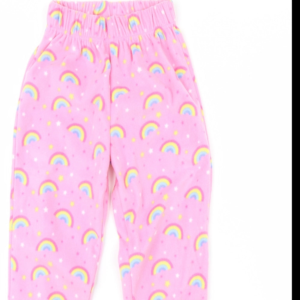 PJ Collections Girls Pink Solid Fleece Cami Pyjama Pants Size 9 Years  - Rainbow