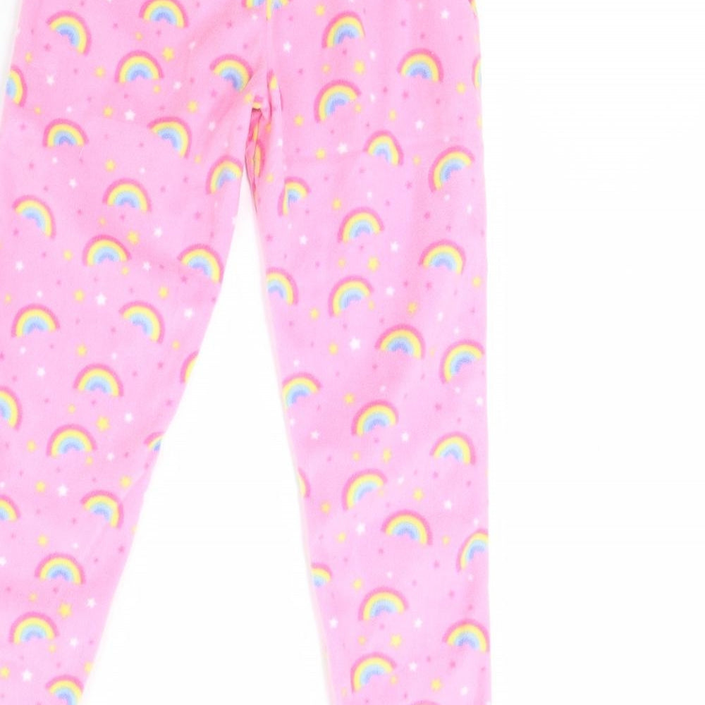 PJ Collections Girls Pink Solid Fleece Cami Pyjama Pants Size 9 Years  - Rainbow