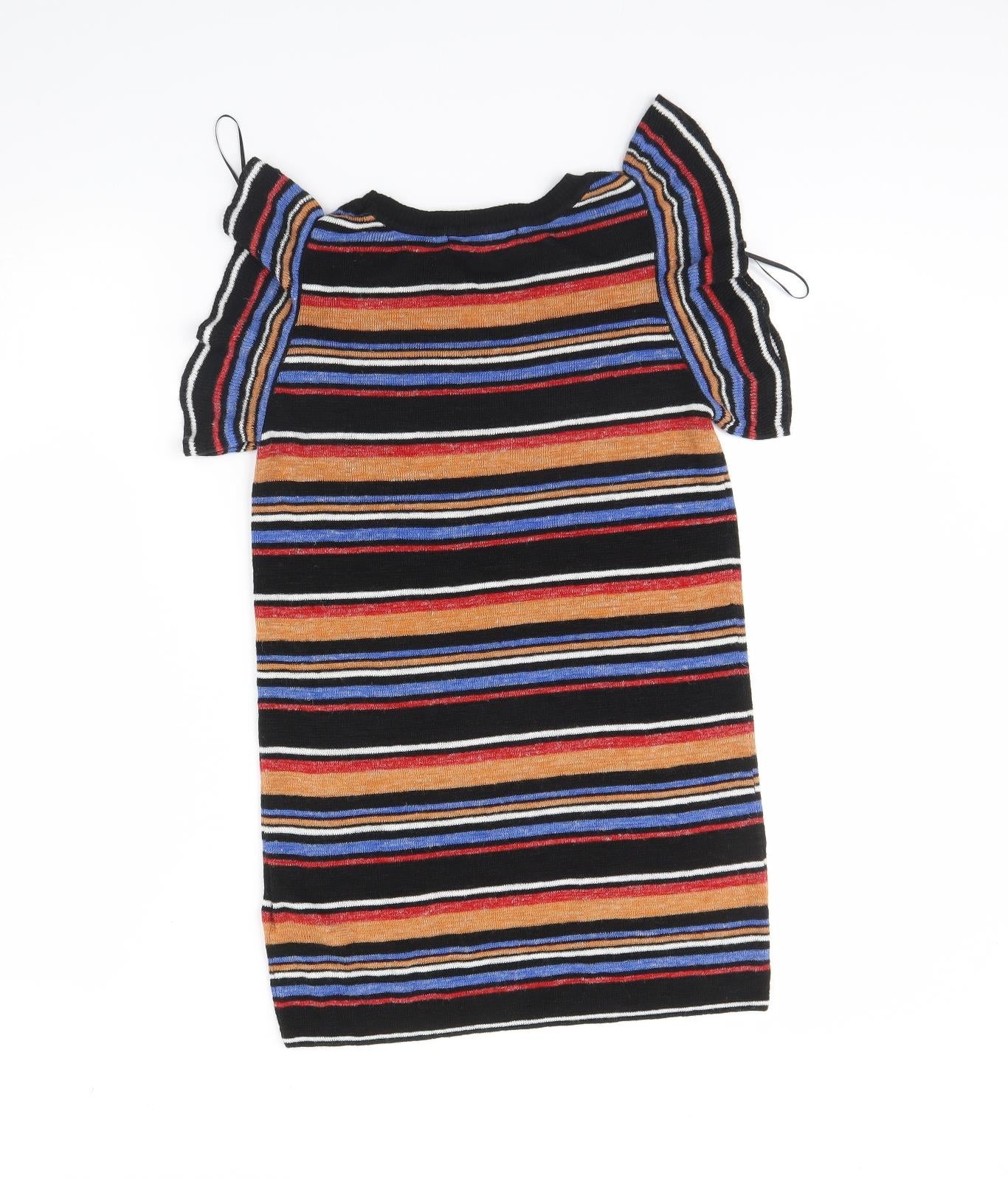 NEXT Womens Black Striped  Basic Blouse Size 10