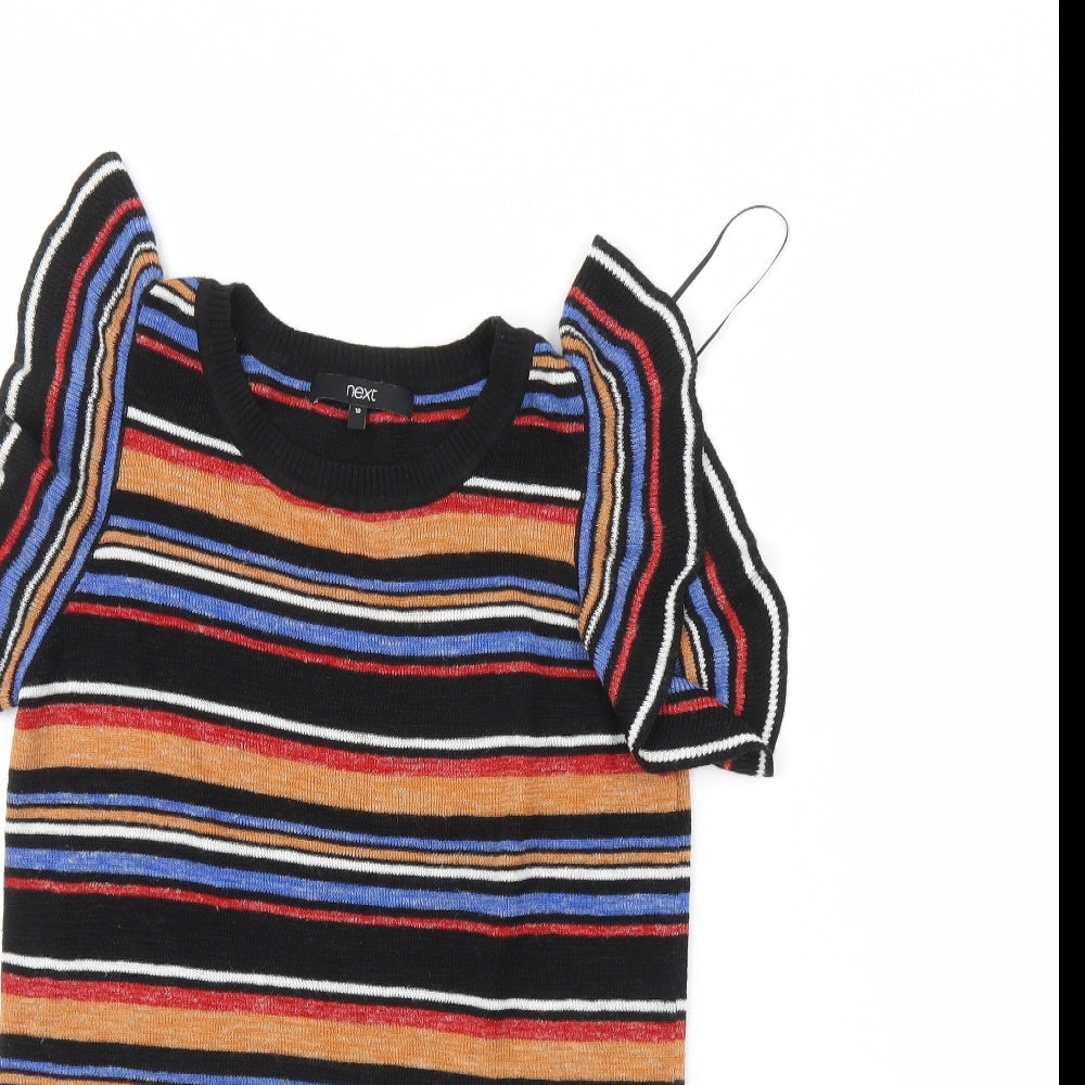 NEXT Womens Black Striped  Basic Blouse Size 10
