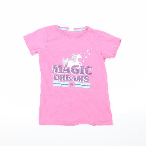 Preworn Girls Pink Solid  Cami Pyjama Top Size 12 Years  - Unicorn