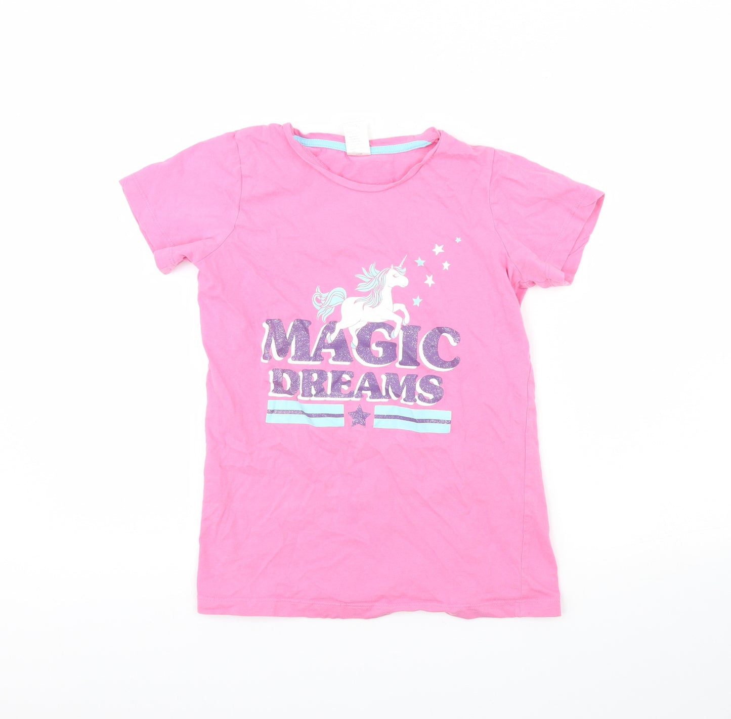 Preworn Girls Pink Solid  Cami Pyjama Top Size 12 Years  - Unicorn