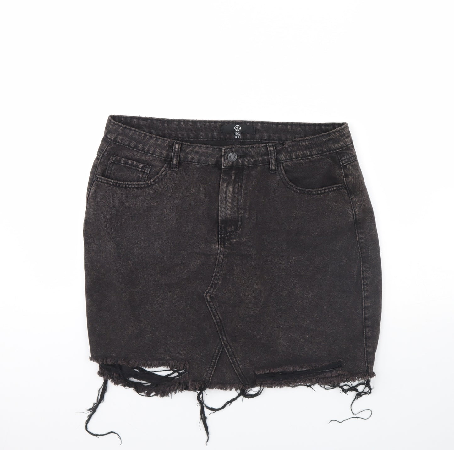 Missguided Womens Black  Denim Mini Skirt Size 16