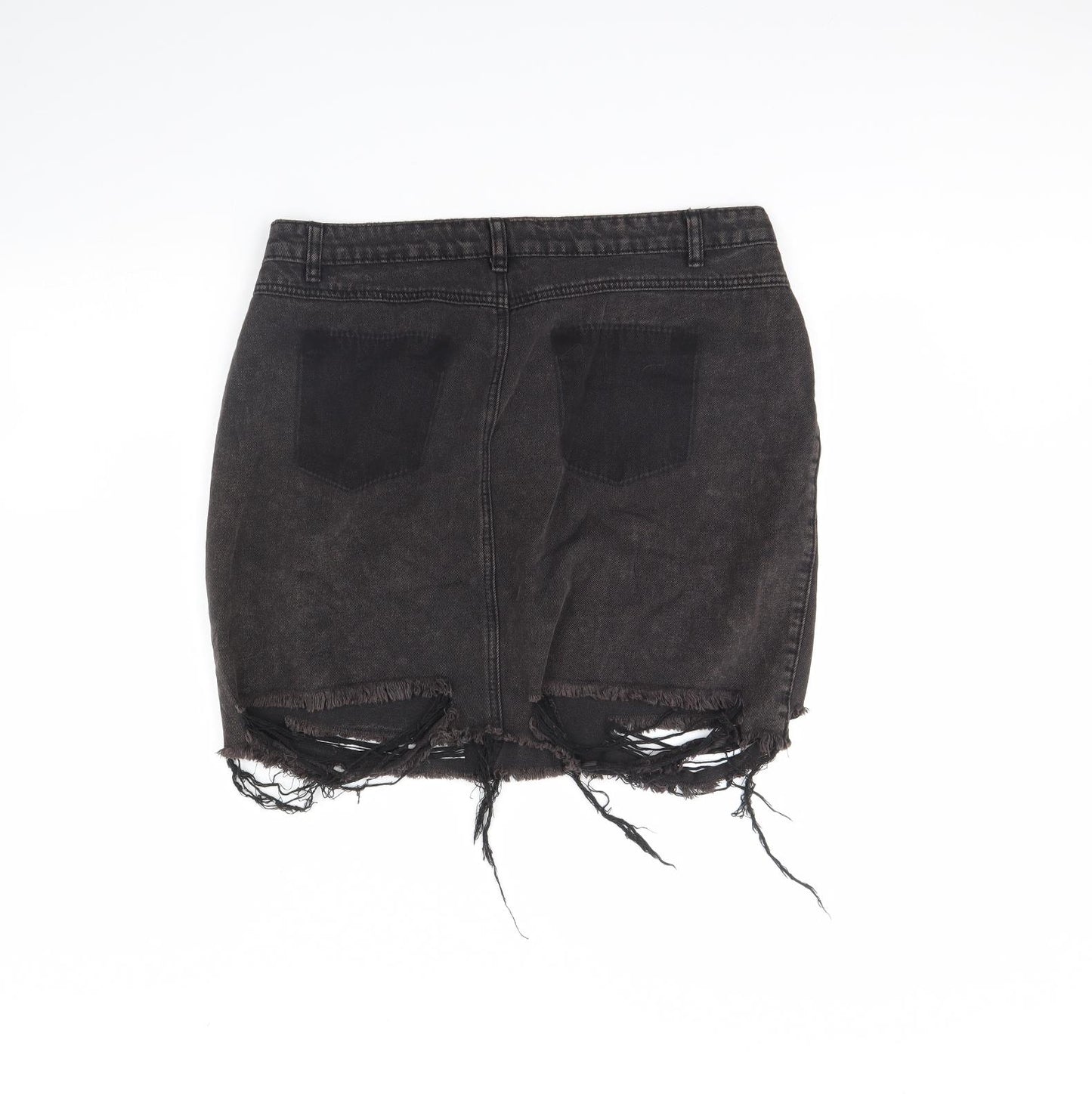 Missguided Womens Black  Denim Mini Skirt Size 16
