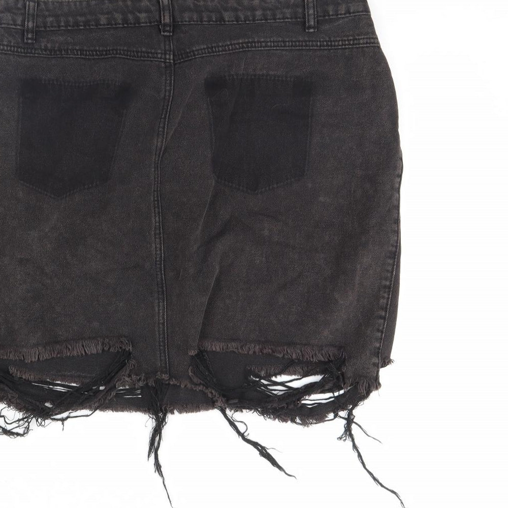 Missguided Womens Black  Denim Mini Skirt Size 16