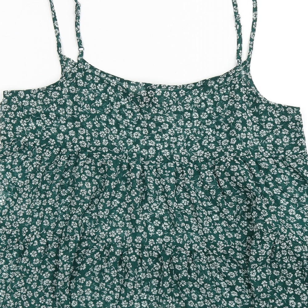 Divided Womens Green Floral  Camisole Blouse Size 8