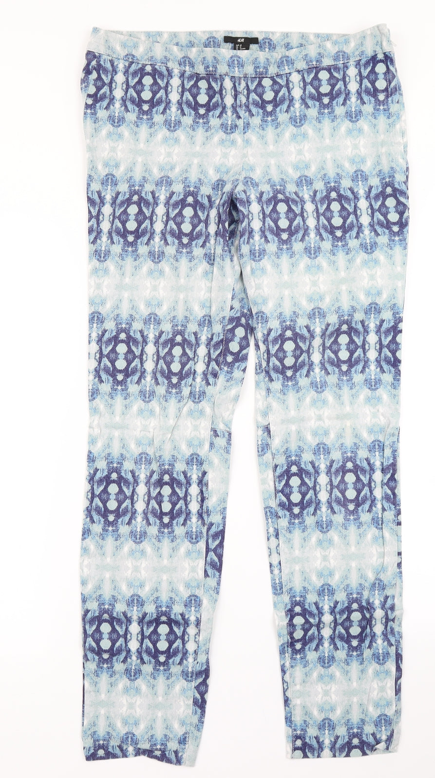 H&M Womens Blue Argyle/Diamond Denim Skinny Jeans Size 16 L30 in