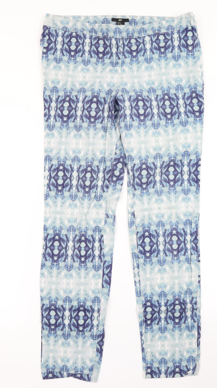 H&M Womens Blue Argyle/Diamond Denim Skinny Jeans Size 16 L30 in