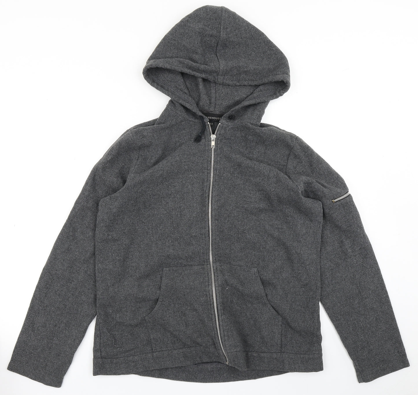 Warehouse Womens Grey   Full Zip Hoodie Size 14