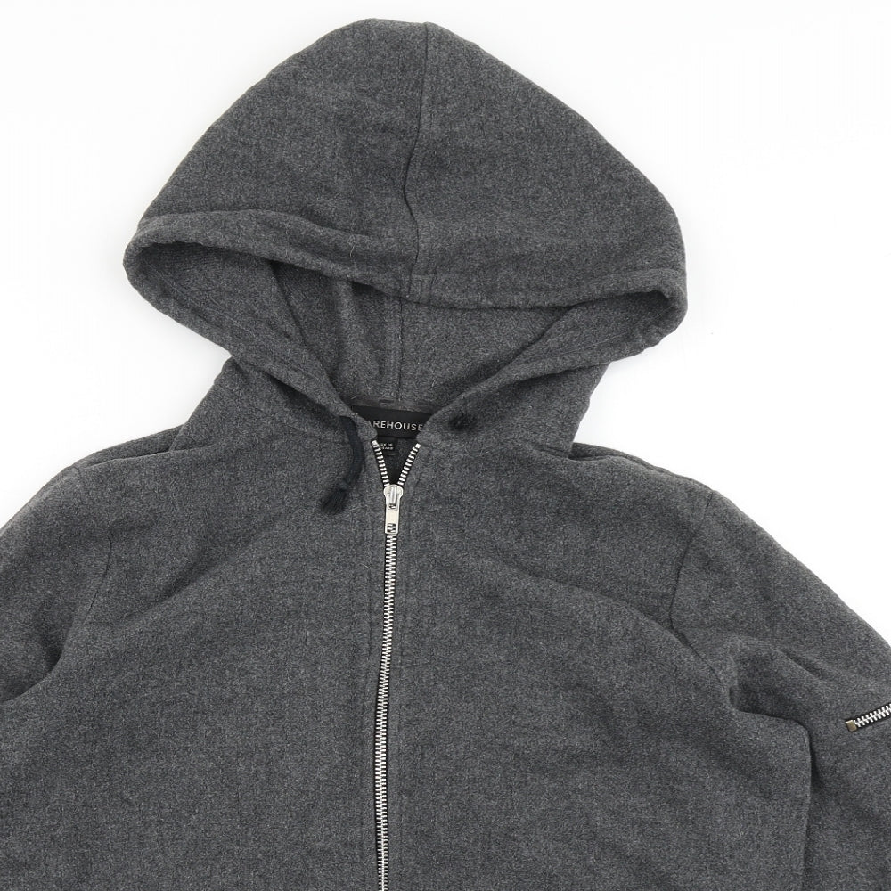 Warehouse Womens Grey   Full Zip Hoodie Size 14