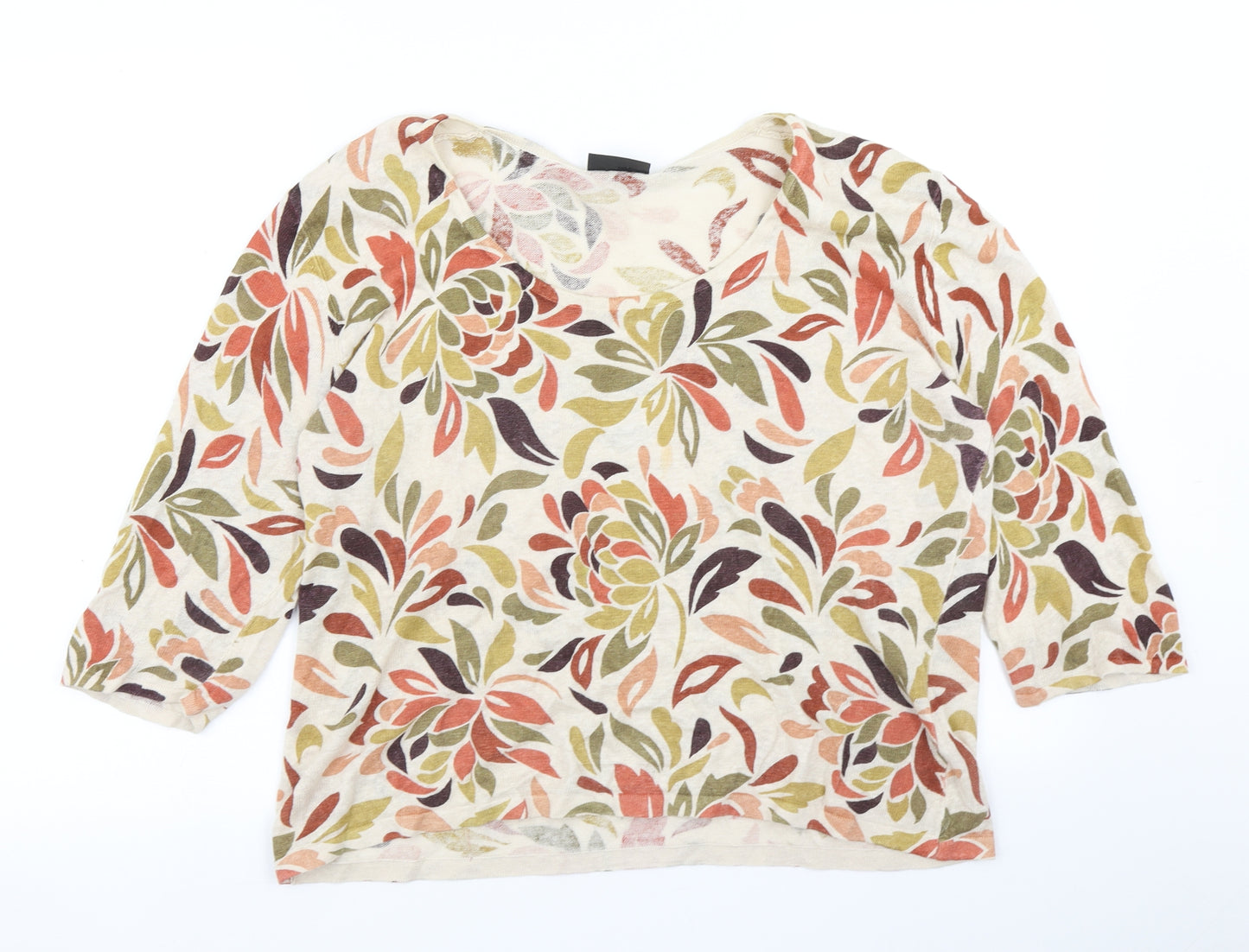 Alex & Co Womens Brown Floral  Basic T-Shirt Size 16