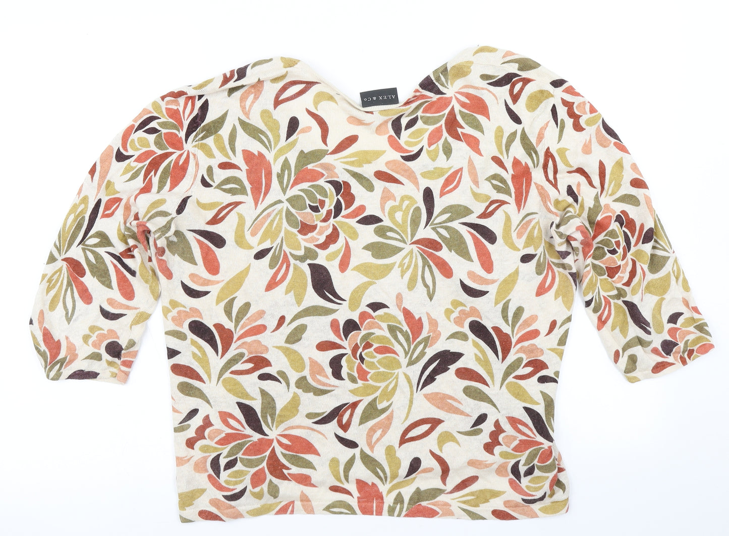 Alex & Co Womens Brown Floral  Basic T-Shirt Size 16