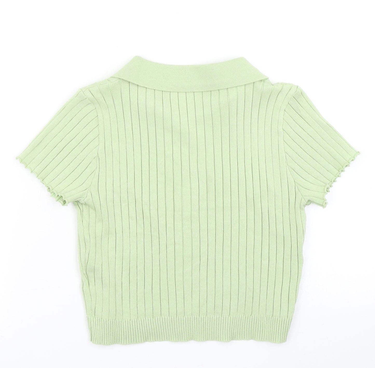 SheIn Womens Green  Knit Cropped Polo Size M