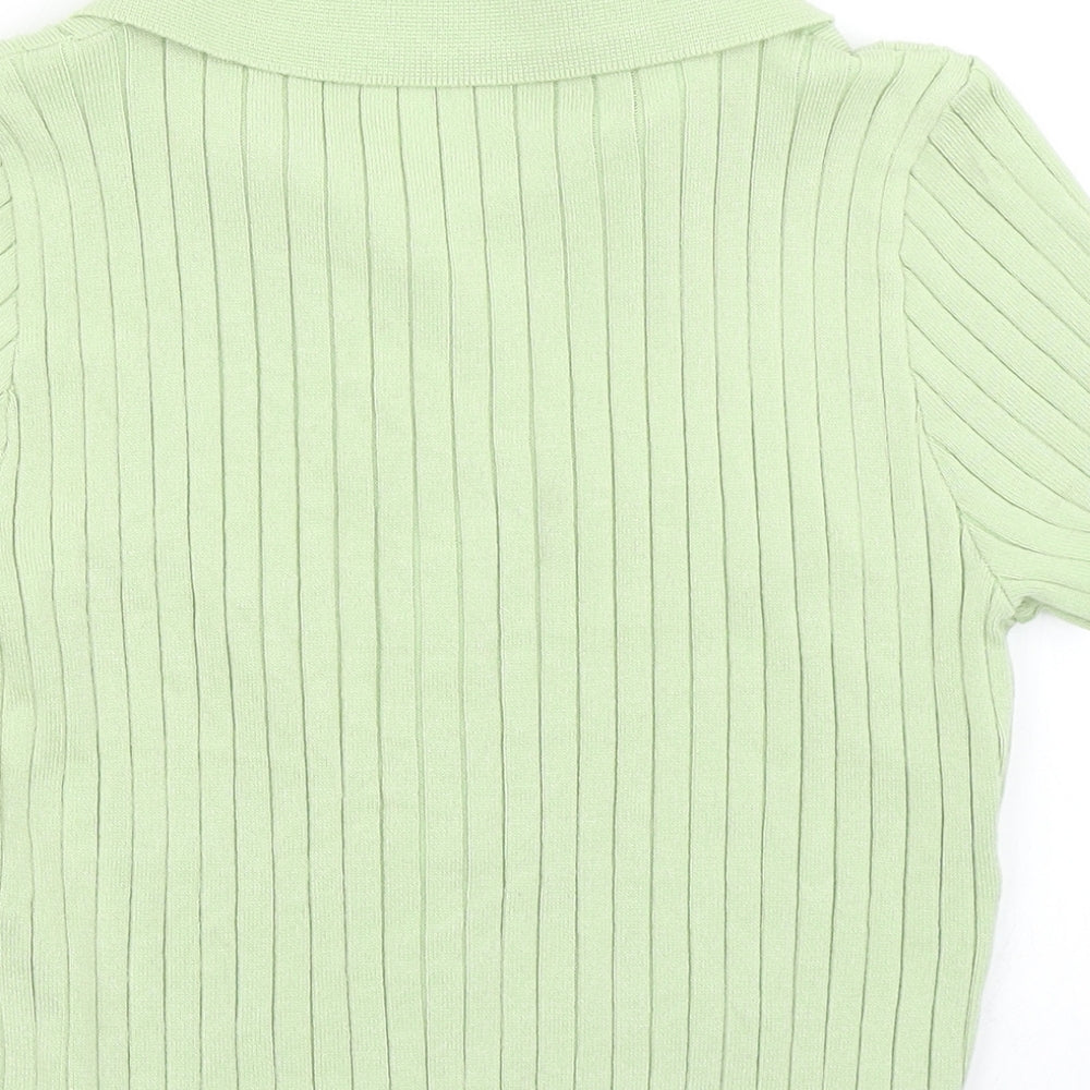 SheIn Womens Green  Knit Cropped Polo Size M
