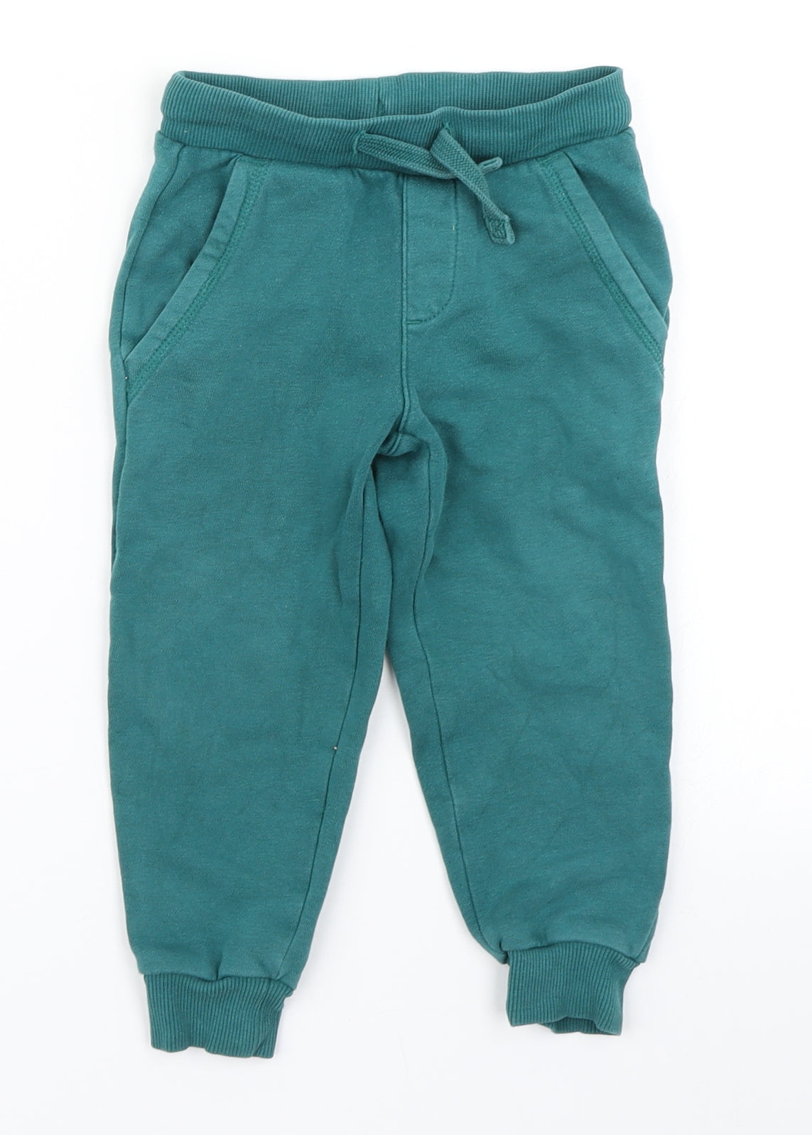 M&S Boys Green   Jogger Trousers Size 2-3 Years