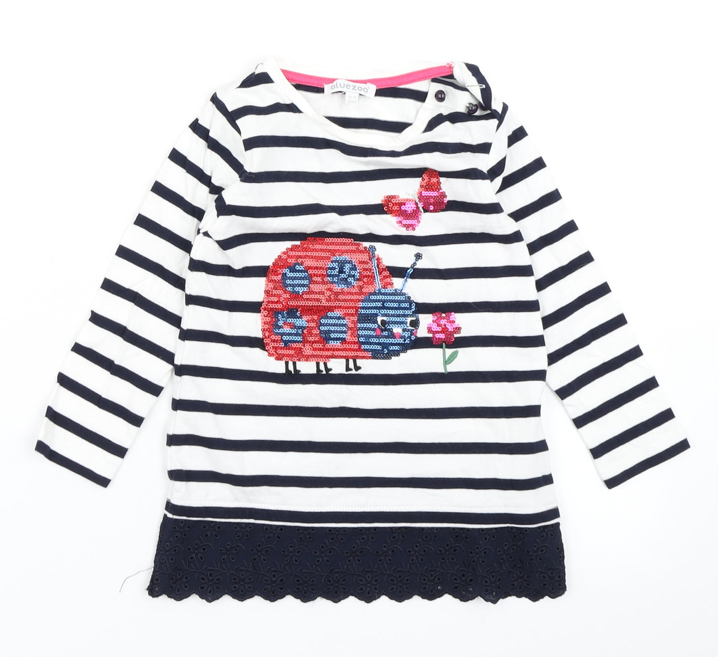 Bluezoo Girls White Striped  Basic T-Shirt Size 18-24 Months