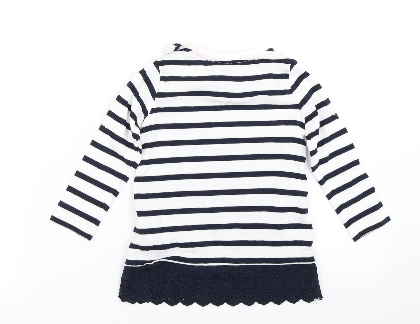 Bluezoo Girls White Striped  Basic T-Shirt Size 18-24 Months