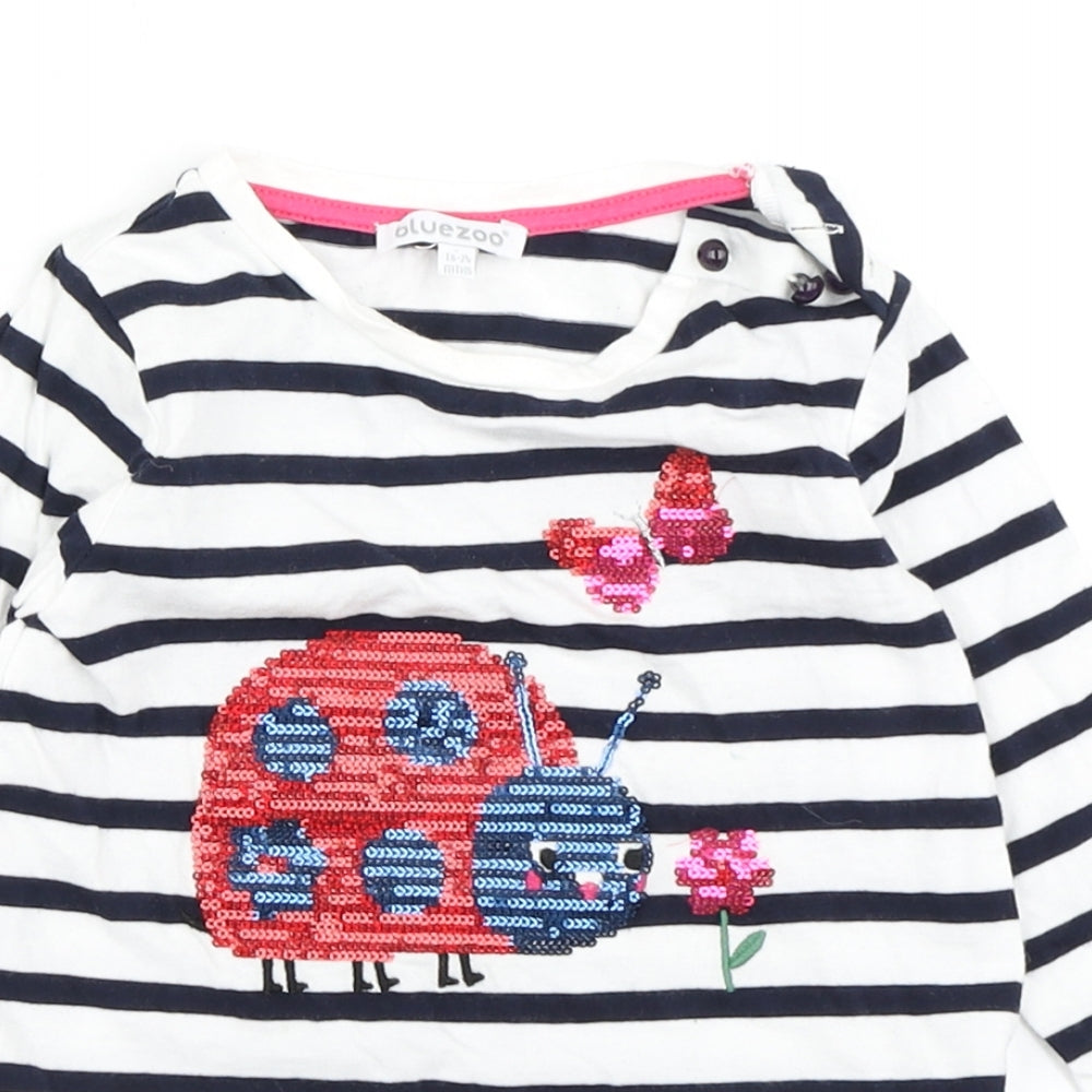 Bluezoo Girls White Striped  Basic T-Shirt Size 18-24 Months