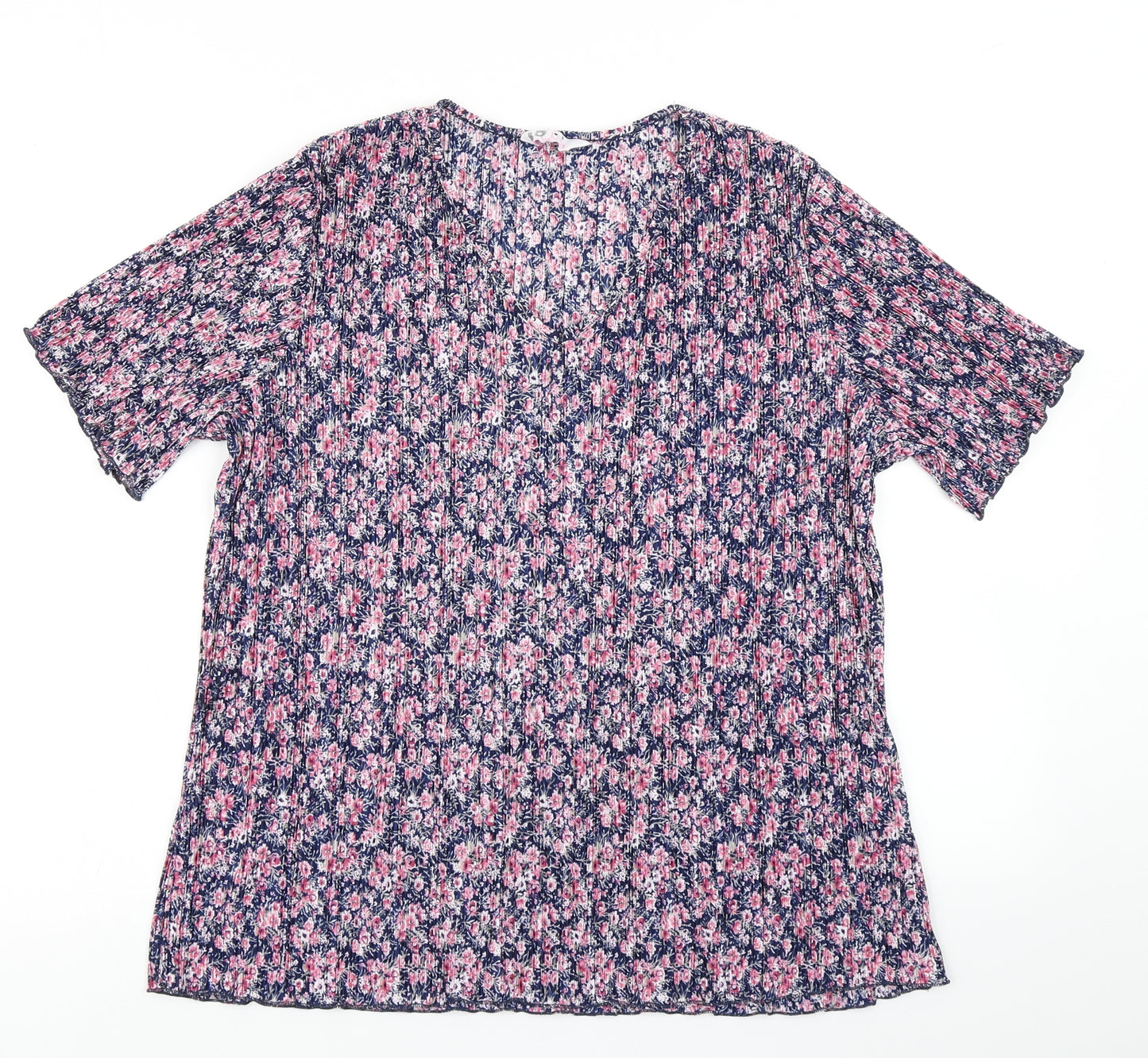 Julipa Womens Blue Floral  Basic T-Shirt Size 18