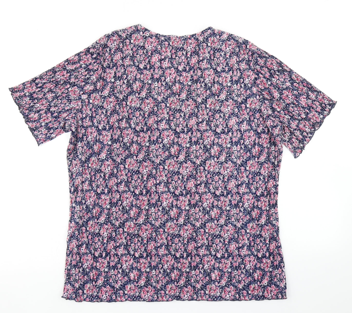 Julipa Womens Blue Floral  Basic T-Shirt Size 18