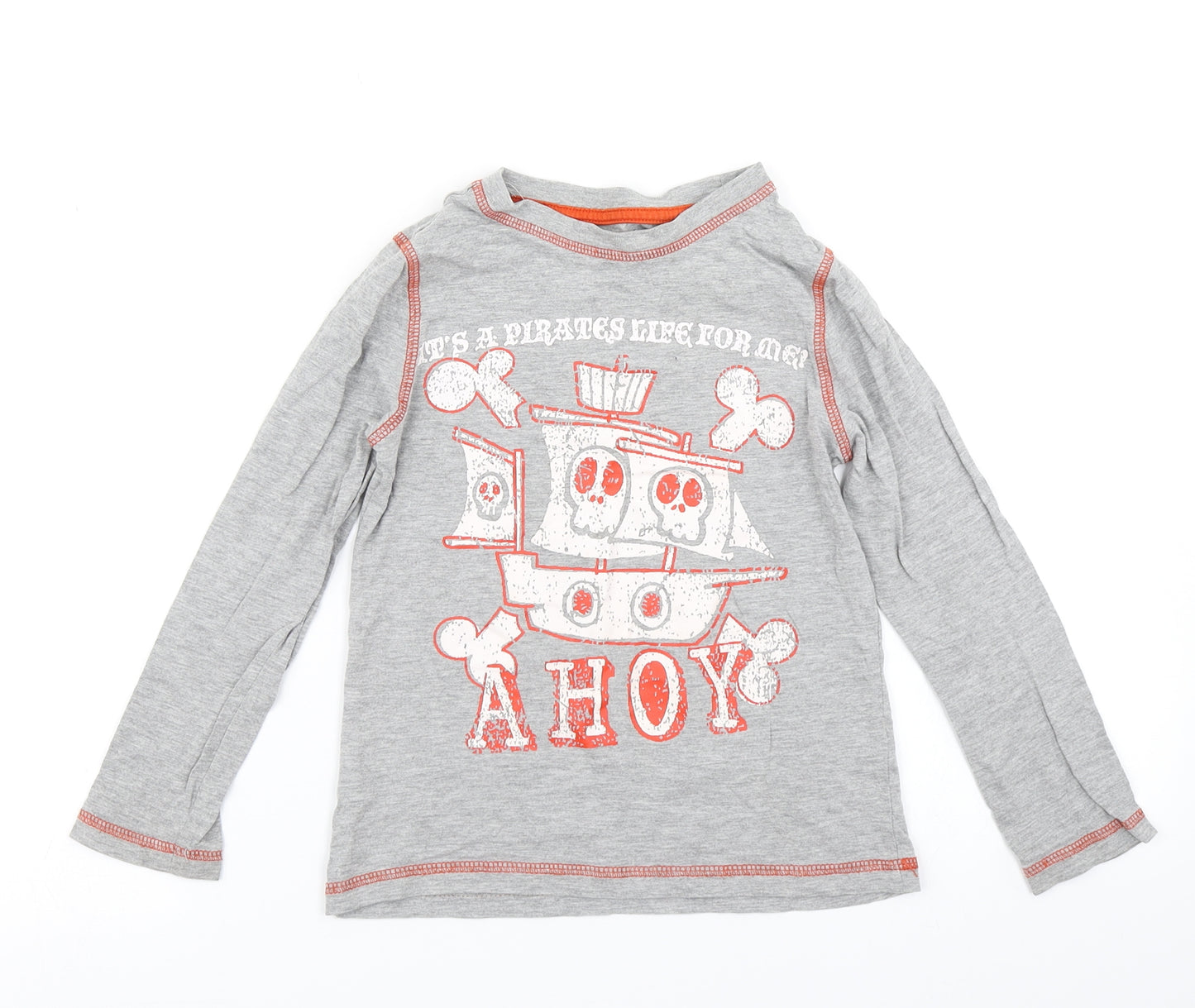 F&F Boys Grey   Basic T-Shirt Size 5-6 Years  - Pirates