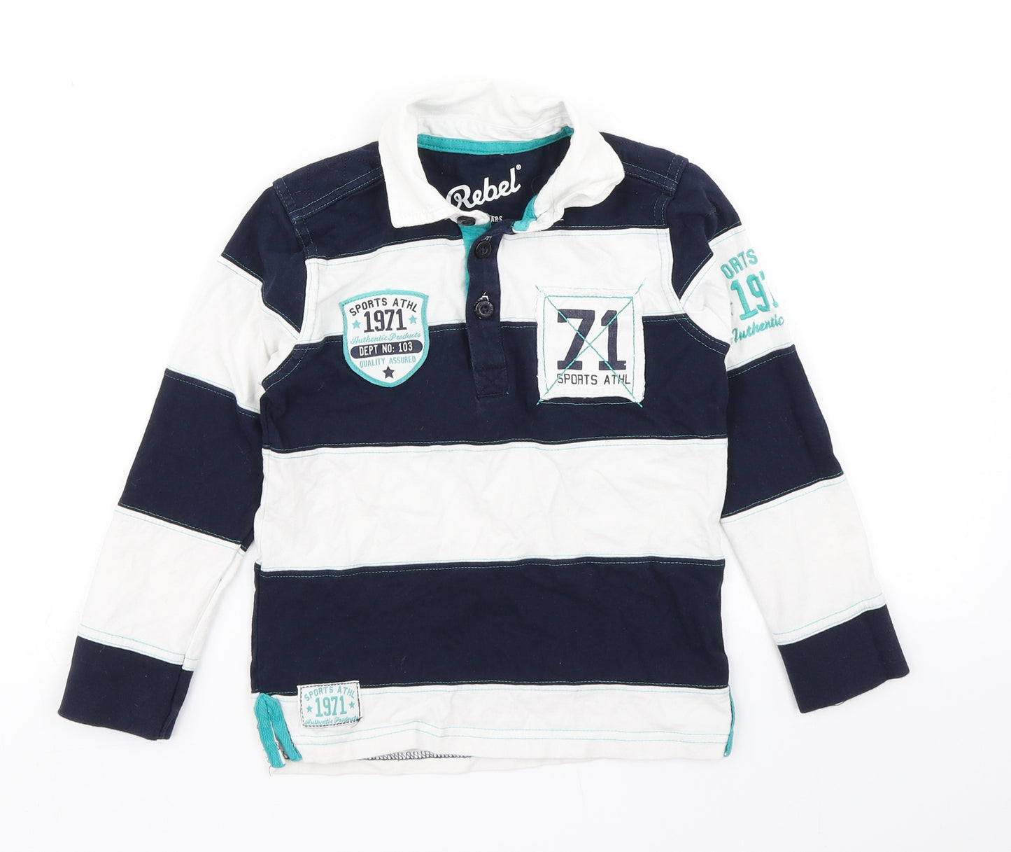 Primark Boys Blue Striped  Basic Polo Size 5-6 Years