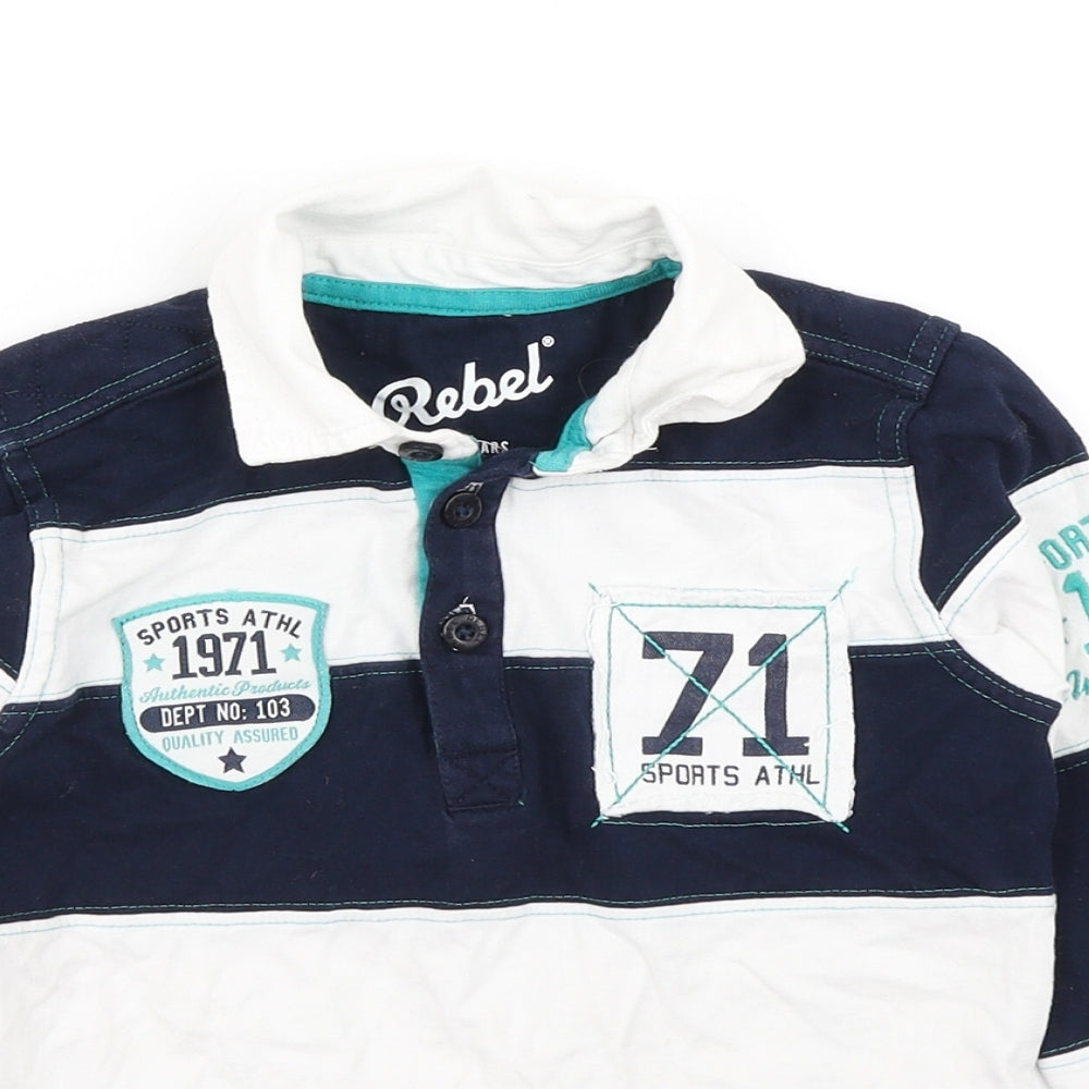 Primark Boys Blue Striped  Basic Polo Size 5-6 Years