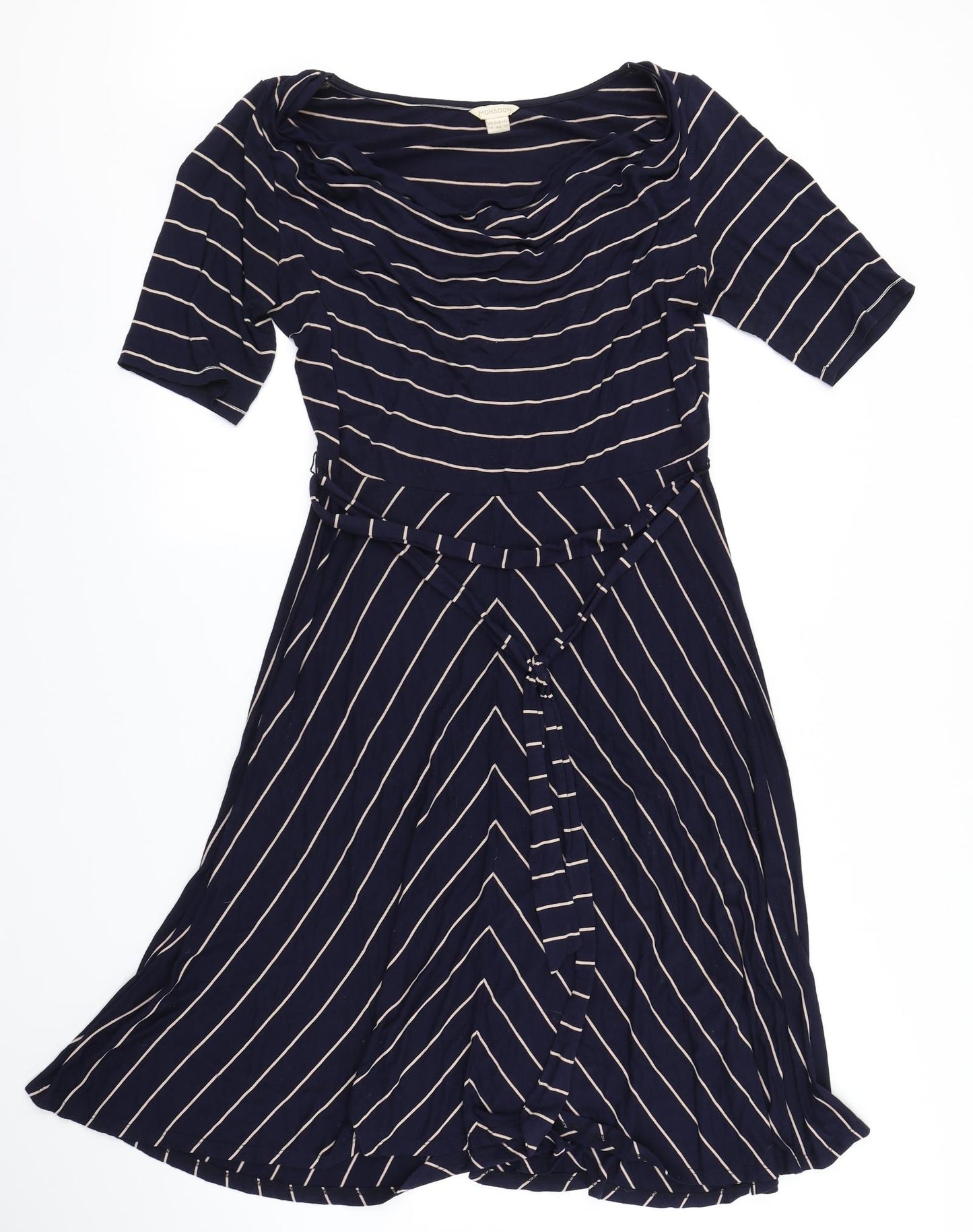 Monsoon Womens Blue Striped  Skater Dress  Size 16