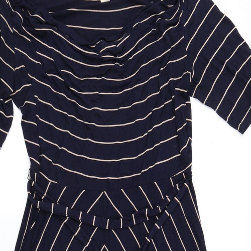 Monsoon Womens Blue Striped  Skater Dress  Size 16
