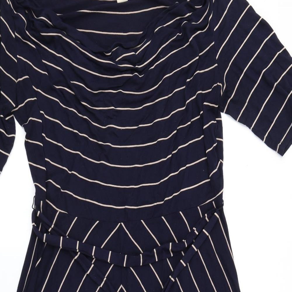 Monsoon Womens Blue Striped  Skater Dress  Size 16