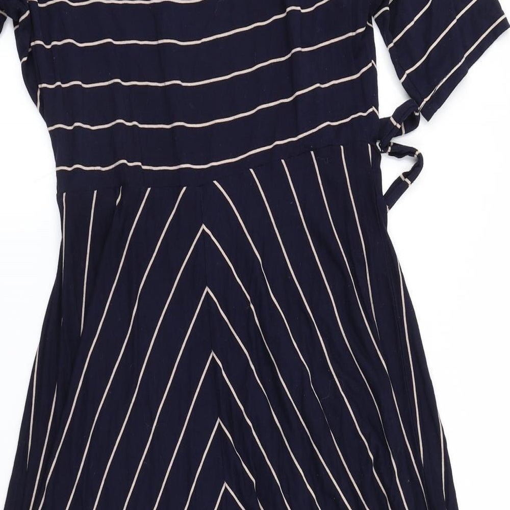 Monsoon Womens Blue Striped  Skater Dress  Size 16