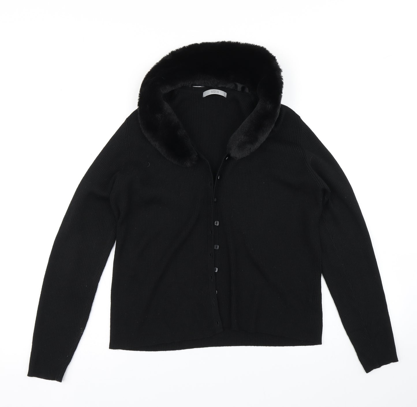 Marks & Spencer Womens Black  Knit Cardigan Jumper Size 18