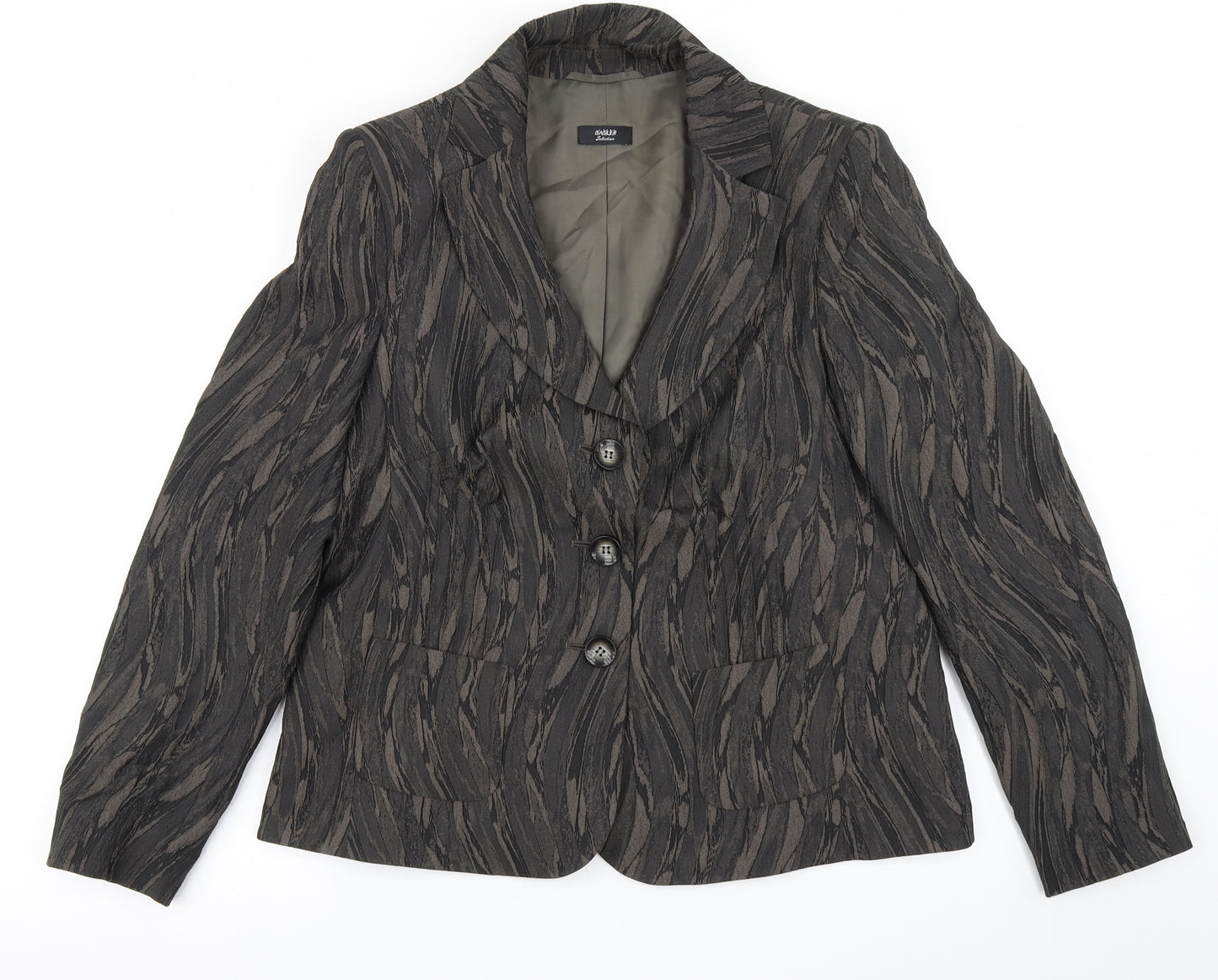 Basler Womens Black Animal Print  Jacket Blazer Size 16