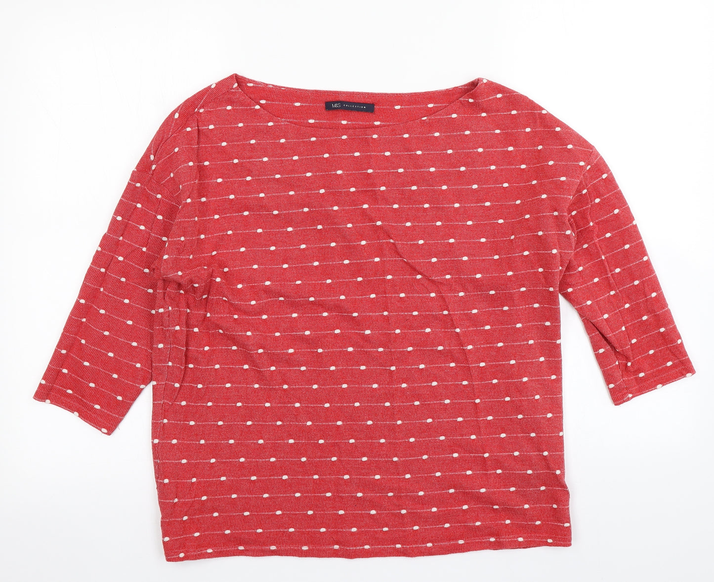 M&S Womens Red Polka Dot  Basic T-Shirt Size 14