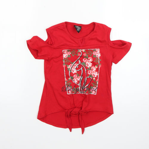 baby ohhat Girls Red   Basic T-Shirt Size 6 Years