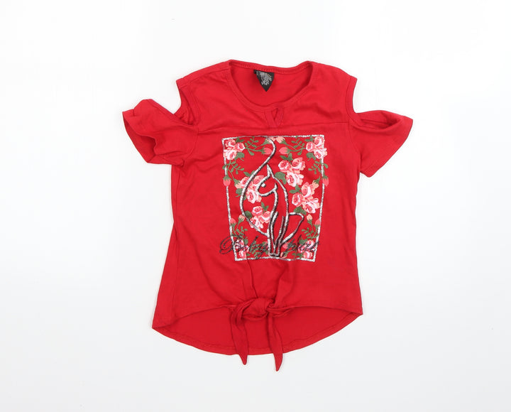 baby ohhat Girls Red   Basic T-Shirt Size 6 Years