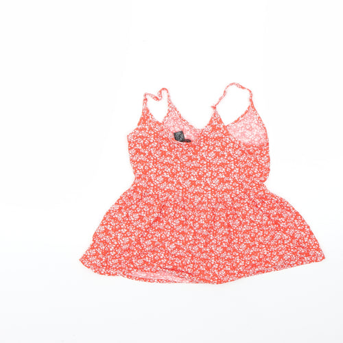 Primark Womens Orange Floral  Basic T-Shirt Size 4