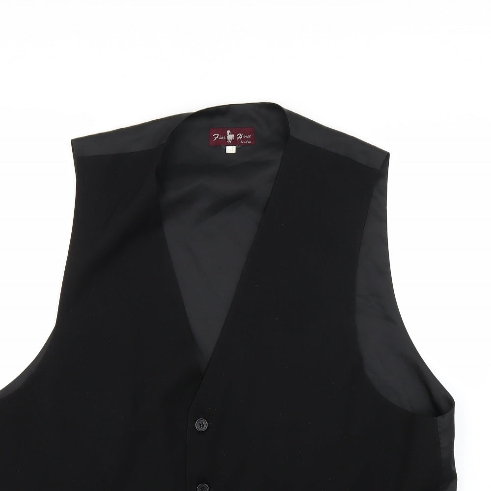 five hous Mens Black   Jacket Suit Waistcoat Size 2XL