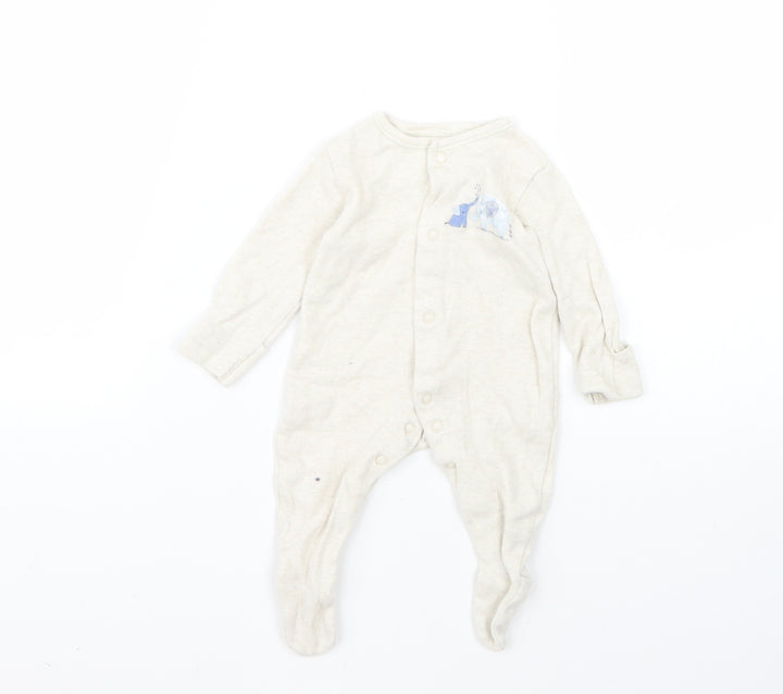George Baby Beige Geometric Babygrow One-Piece Size 0-3 Months