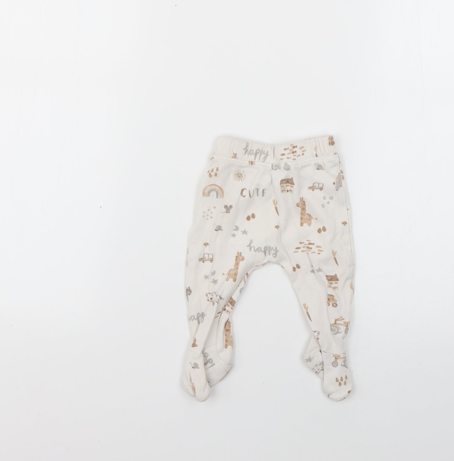 George Baby Beige Geometric  Jogger Trousers Size 0-3 Months