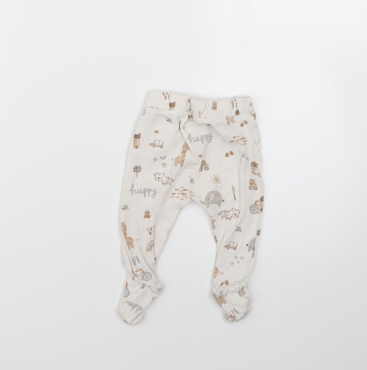 George Baby Beige Geometric  Jogger Trousers Size 0-3 Months