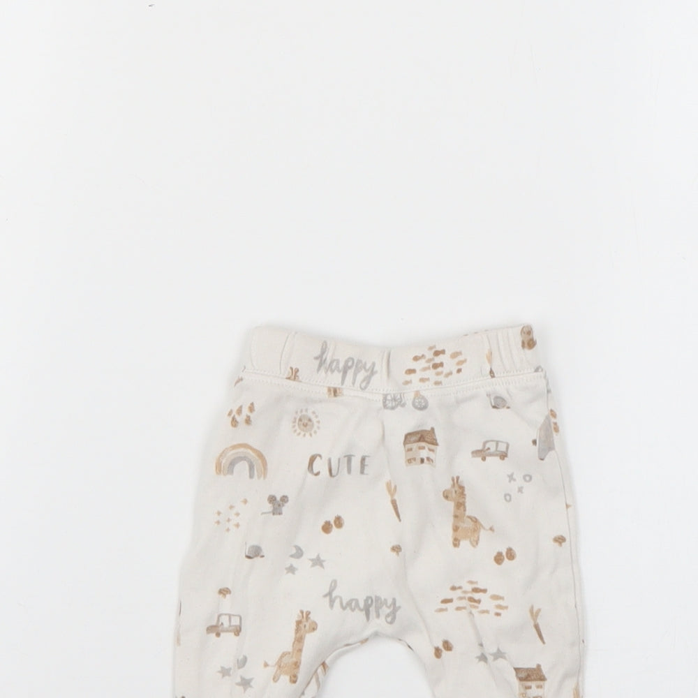 George Baby Beige Geometric  Jogger Trousers Size 0-3 Months