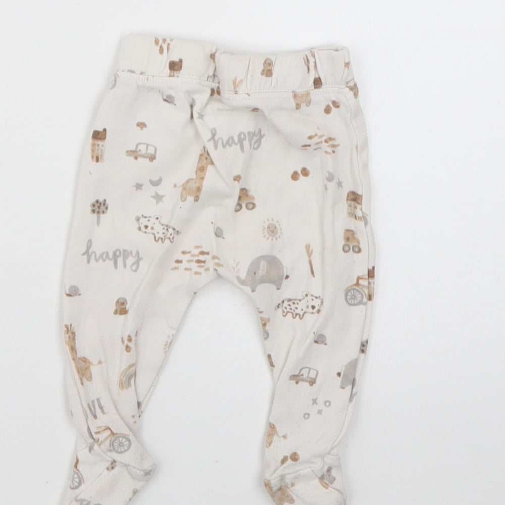 George Baby Beige Geometric  Jogger Trousers Size 0-3 Months